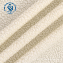 Custom white 100% polyester knitted bonded one side brushed sherpa fleece fabric